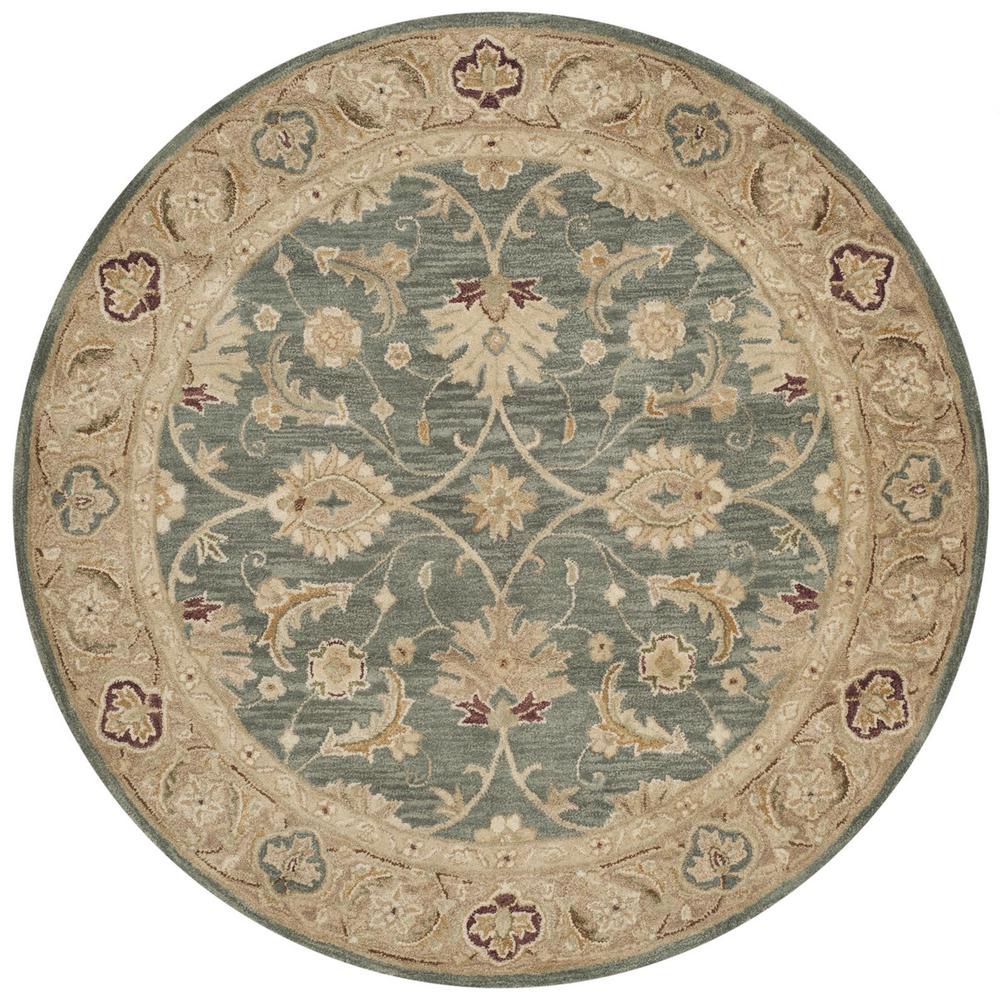 ANTIQUITY, TEAL BLUE / TAUPE, 6' X 6' Round, Area Rug. Picture 1