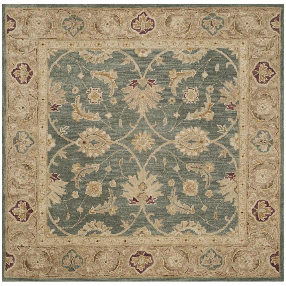 ANTIQUITY, TEAL BLUE / TAUPE, 6' X 6' Square, Area Rug. Picture 1