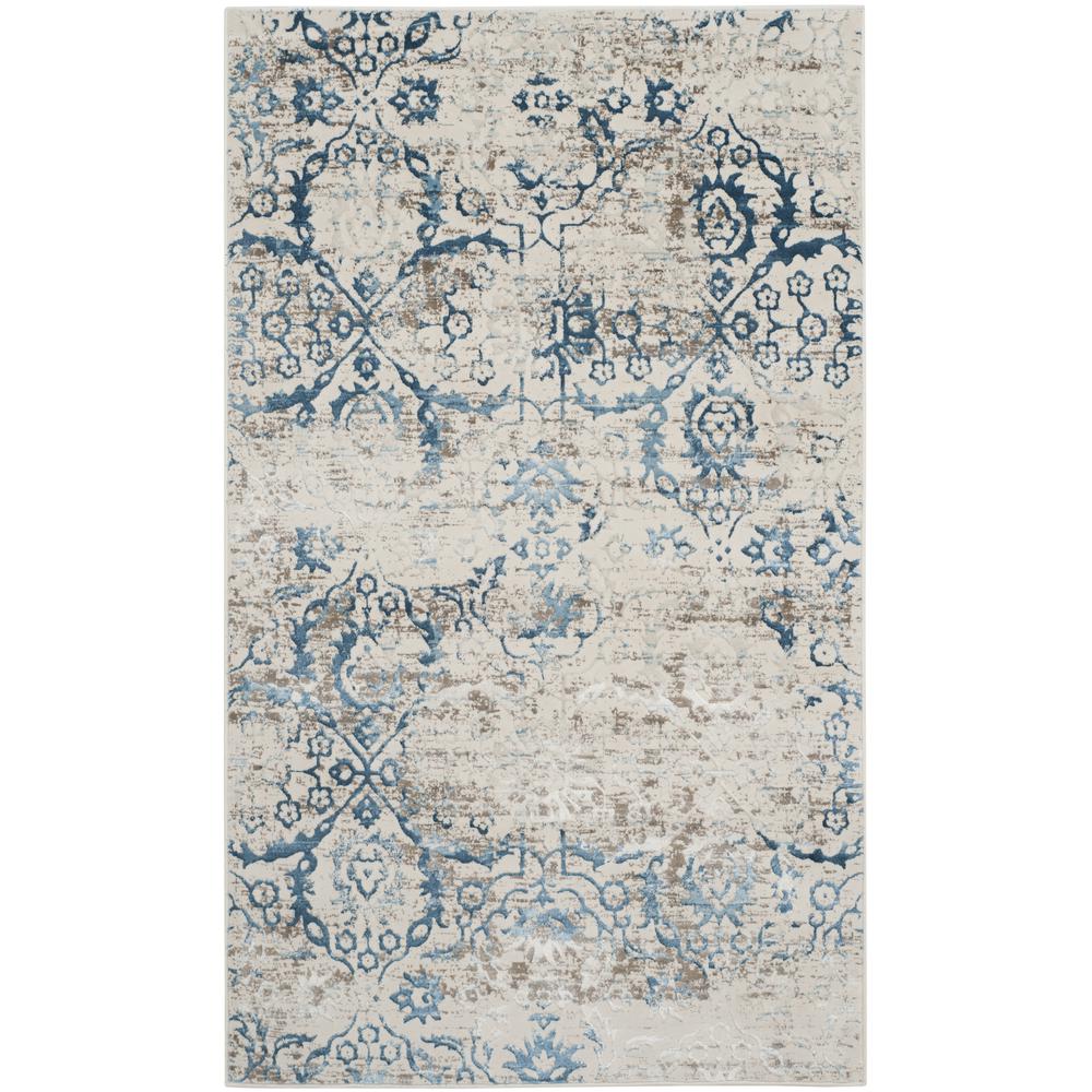 ARTIFACT, BLUE / CREME, 3' X 5', Area Rug. Picture 1