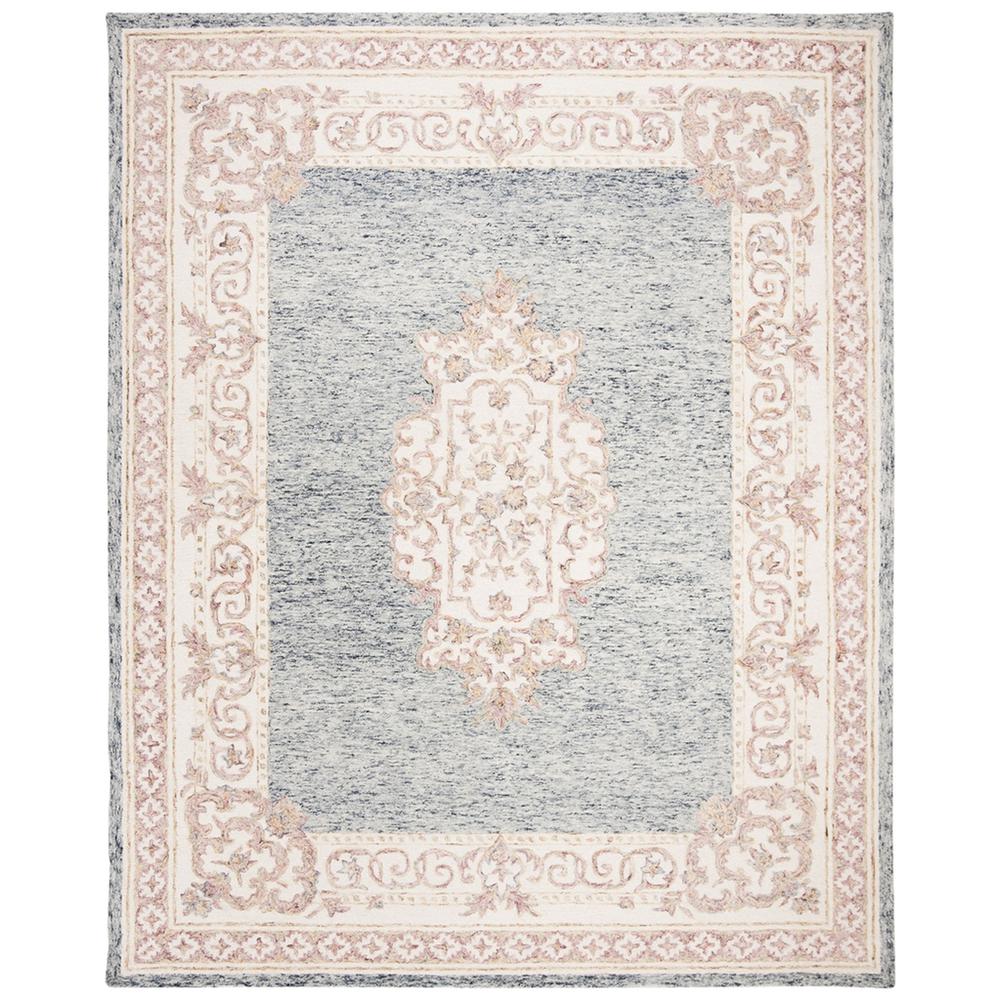 AUBUSSON, BLUE / PINK, 8' X 10', Area Rug. Picture 1