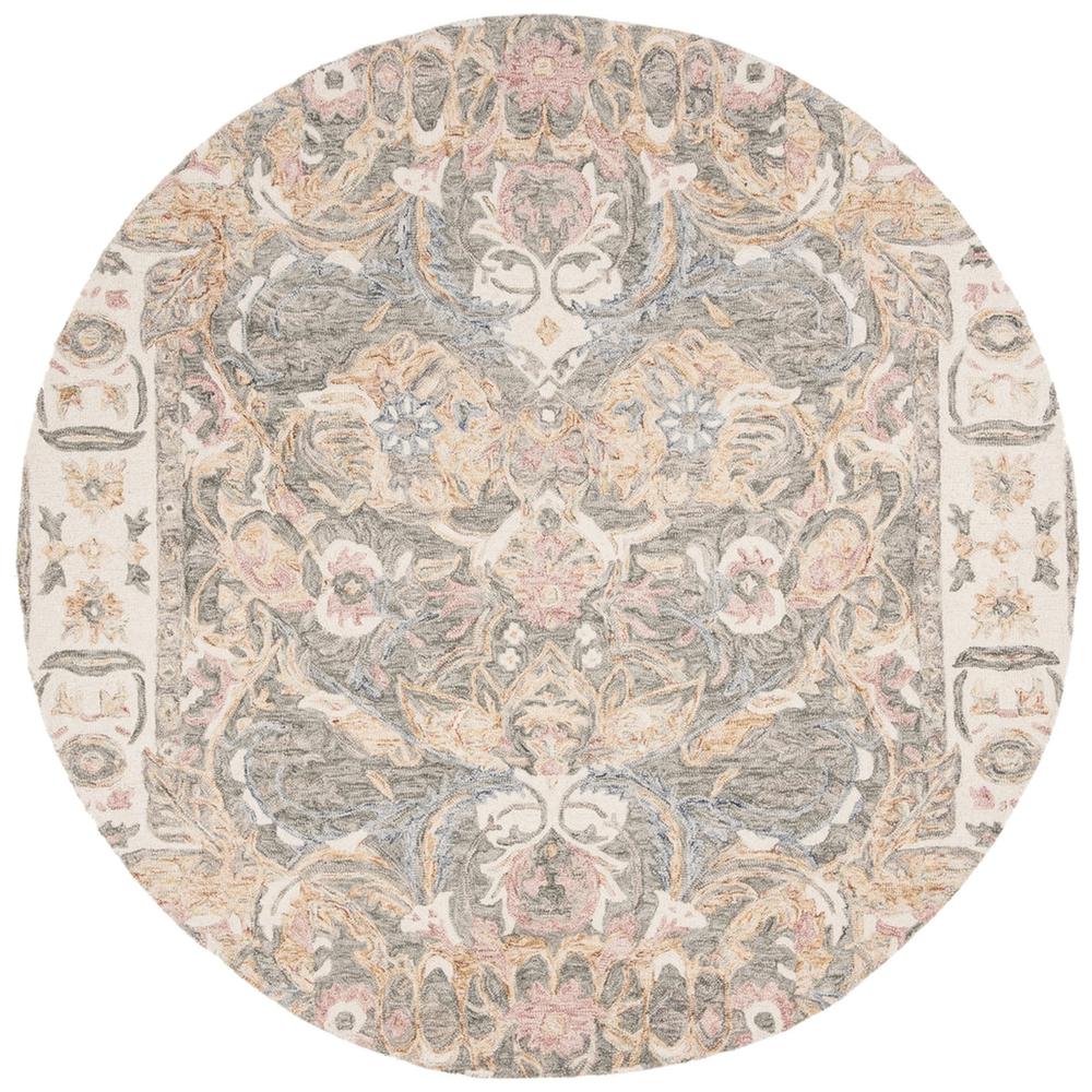 AUBUSSON, IVORY / SAGE, 6' X 6' Round, Area Rug. Picture 1