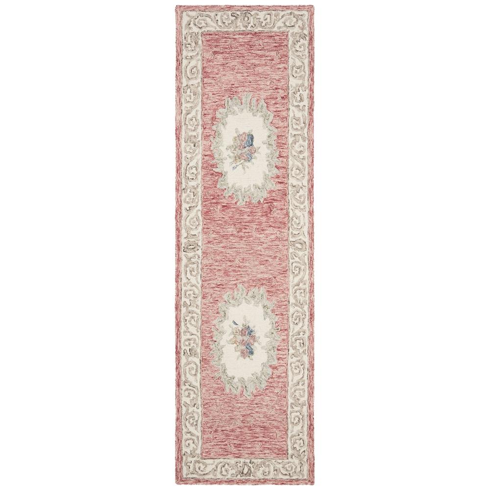 AUBUSSON, RED / IVORY, 2'-3" X 8', Area Rug. Picture 1