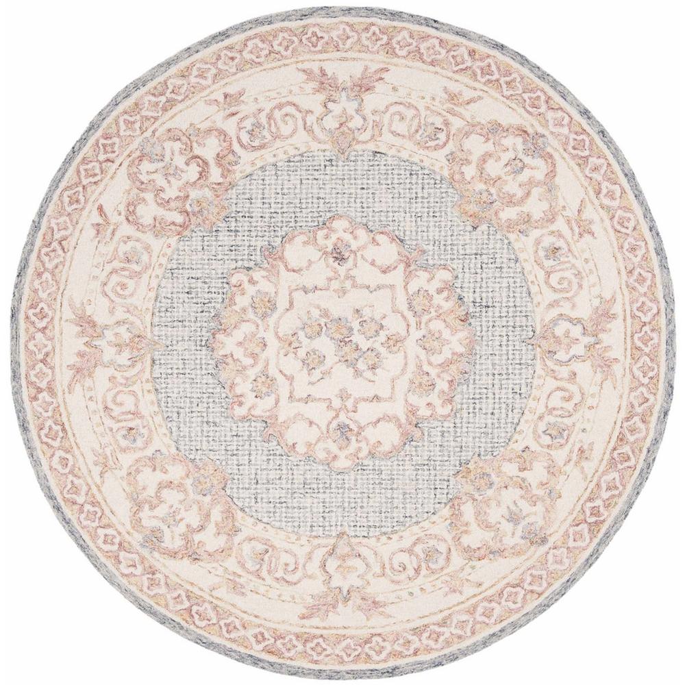 AUBUSSON, BLUE / IVORY, 6' X 6' Round, Area Rug. Picture 1