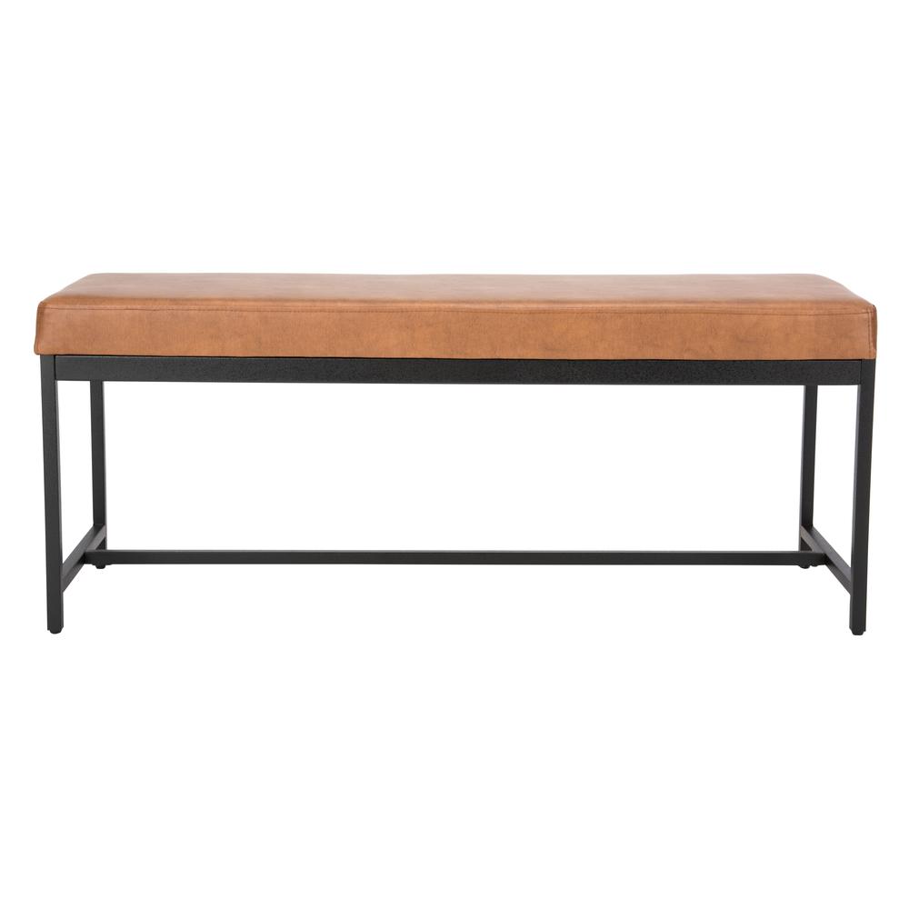 Chase Faux Leather Bench, Brown. Picture 1