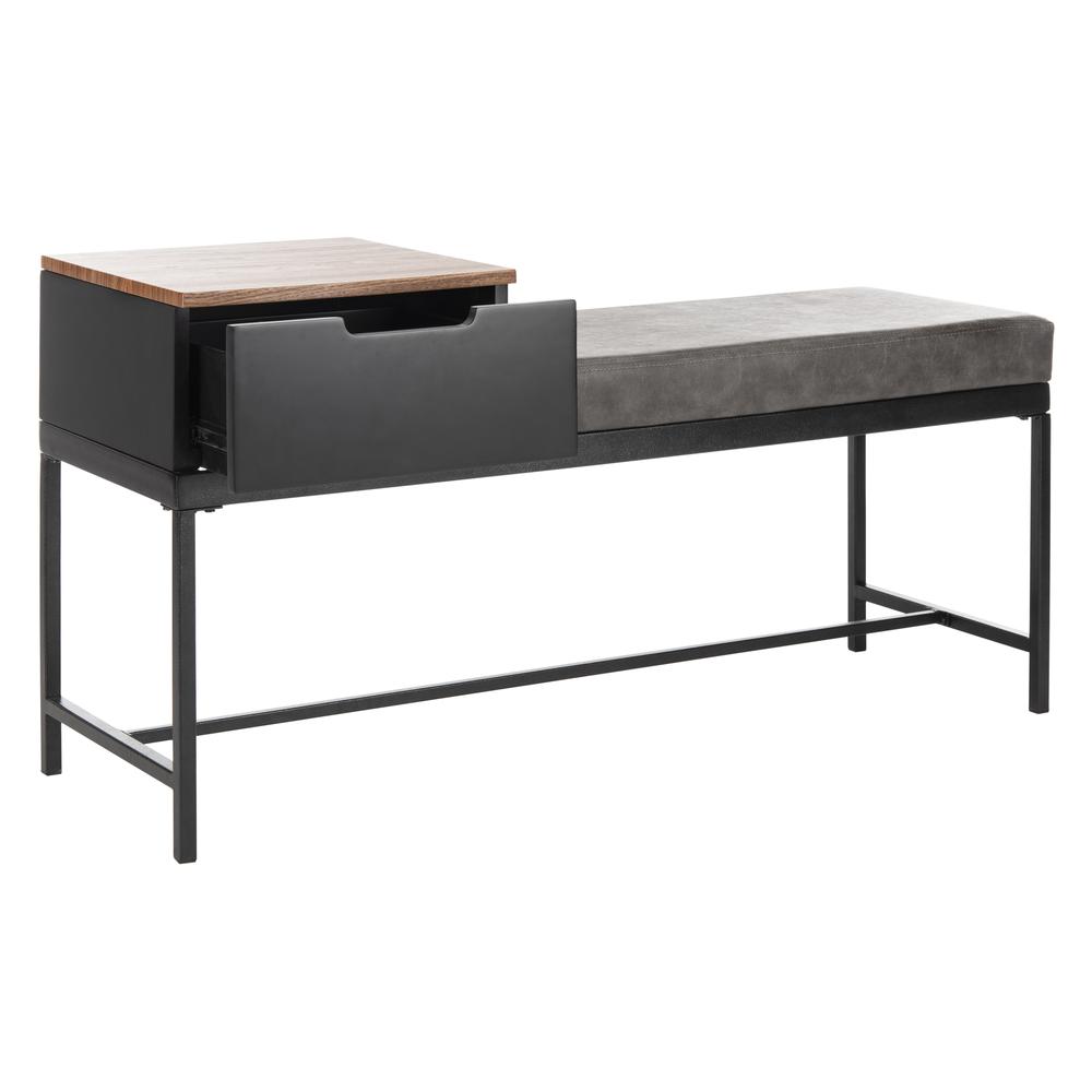 Maruka Bench With Storage, Light Brown/Grey. Picture 9