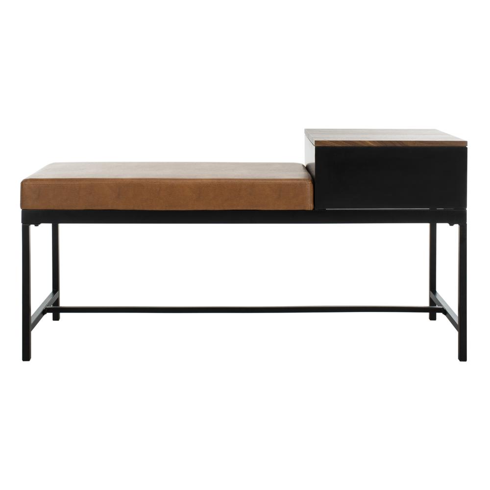 Maruka Bench With Storage, Light Brown. Picture 2