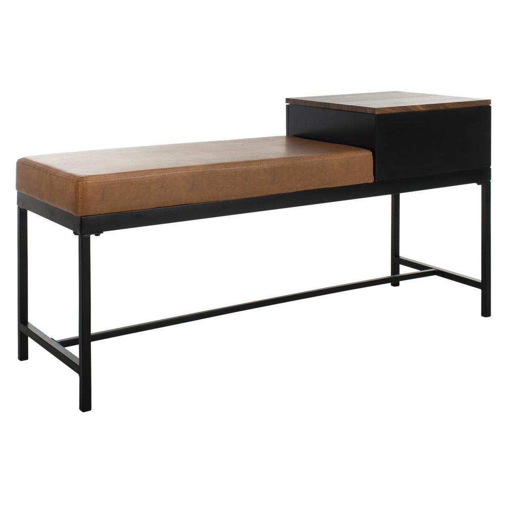 Maruka Bench With Storage, Light Brown. Picture 3