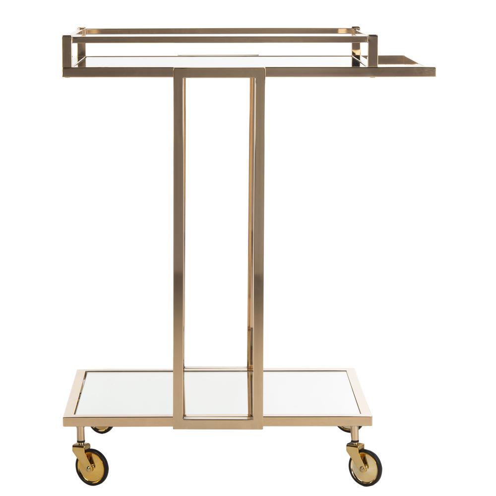 Capri 2 Tier Rectangle Bar Cart, Gold/Mirror. Picture 1
