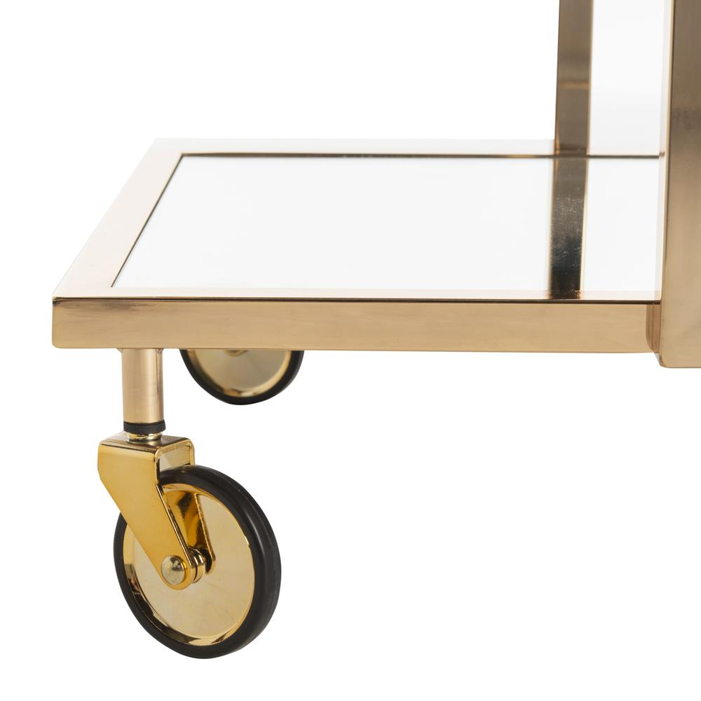 Capri 2 Tier Rectangle Bar Cart, Gold/Mirror. Picture 4