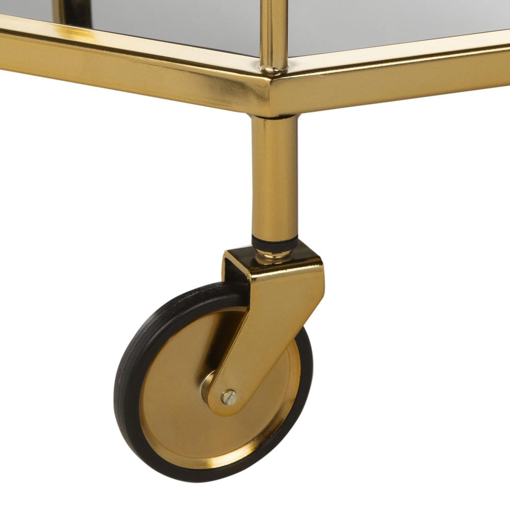 Silva 2 Tier Octagon Bar Cart, Brass/Tinted Glass. Picture 4