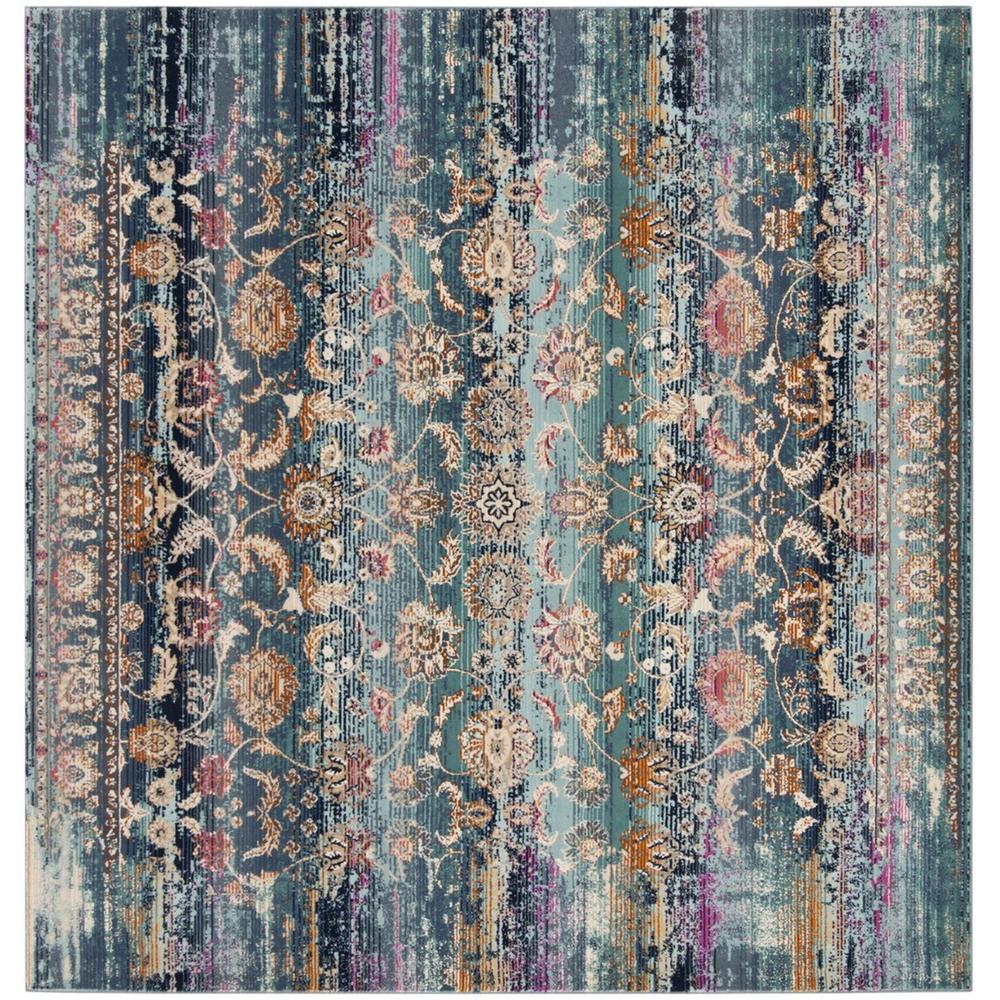BALDWIN, TEAL / BEIGE, 6'-7" X 6'-7" Square, Area Rug. Picture 1