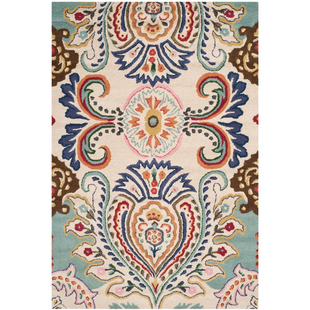 BELLA, IVORY / BLUE, 4' X 6', Area Rug, BEL118A-4. Picture 1