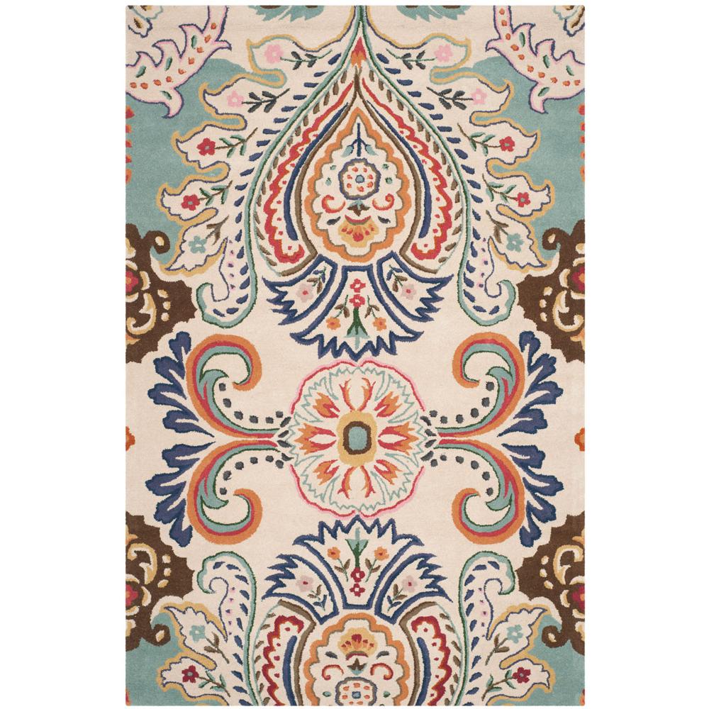 BELLA, IVORY / BLUE, 6' X 9', Area Rug, BEL118A-6. Picture 1