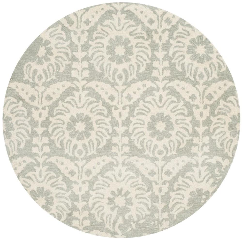 BELLA, LIGHT GREY / IVORY, 5' X 5' Round, Area Rug. Picture 1