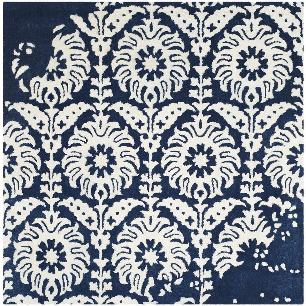 BELLA, NAVY / IVORY, 5' X 5' Square, Area Rug, BEL125D-5SQ. Picture 1
