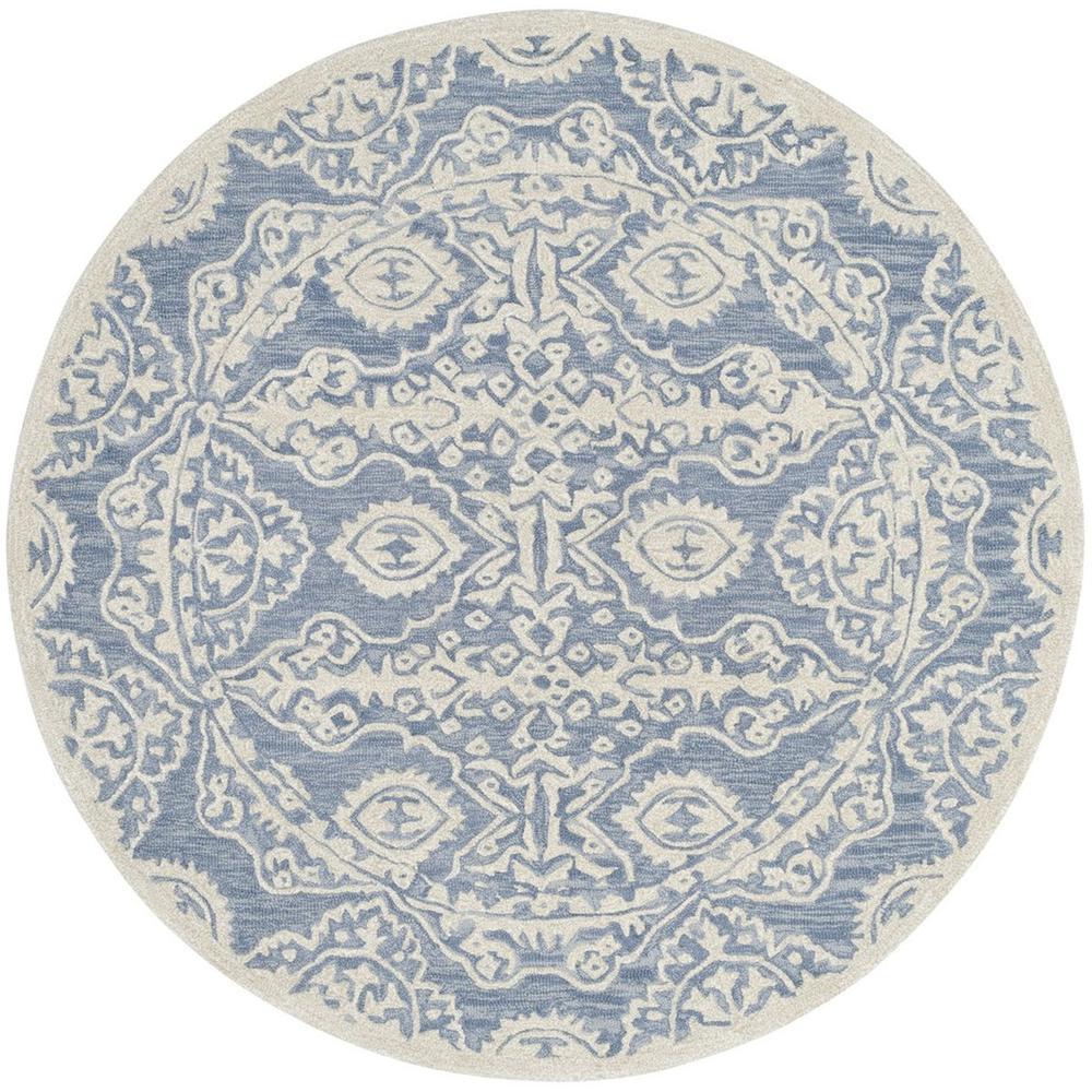 BELLA, BLUE / IVORY, 5' X 5' Round, Area Rug, BEL134A-5R. Picture 1