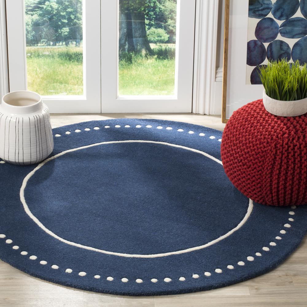BELLA, NAVY BLUE / IVORY, 5' X 5' Round, Area Rug. Picture 1
