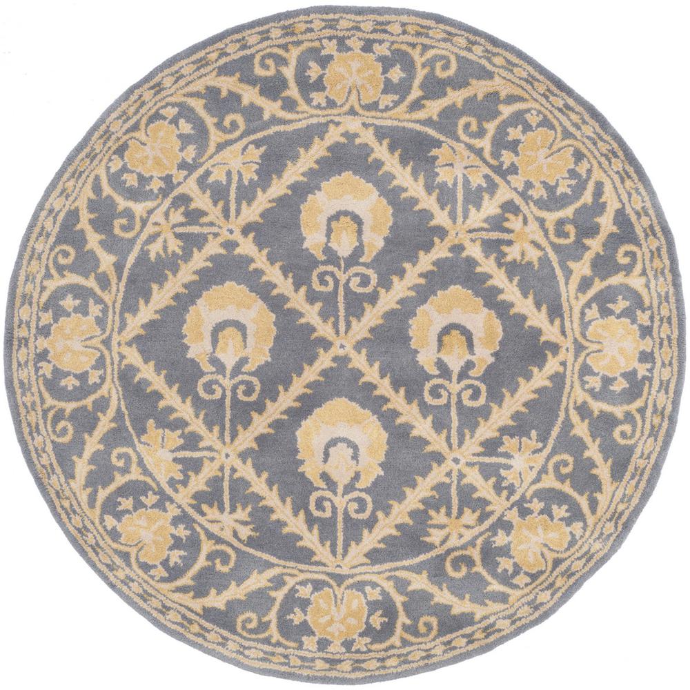 BELLA, BLUE / GOLD, 5' X 5' Round, Area Rug. Picture 1