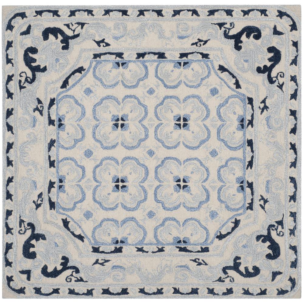 BELLA, IVORY / BLUE, 5' X 5' Square, Area Rug, BEL154A-5SQ. Picture 1