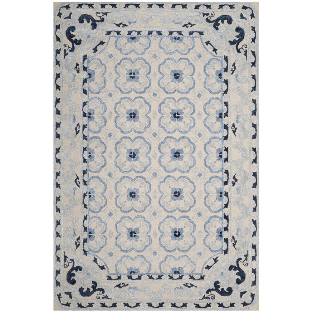 BELLA, IVORY / BLUE, 6' X 9', Area Rug, BEL154A-6. Picture 2