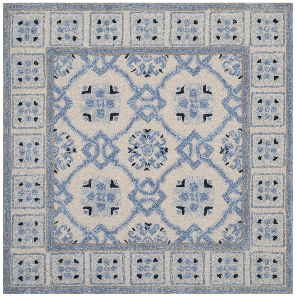 BELLA, IVORY / BLUE, 5' X 5' Square, Area Rug, BEL155A-5SQ. Picture 1