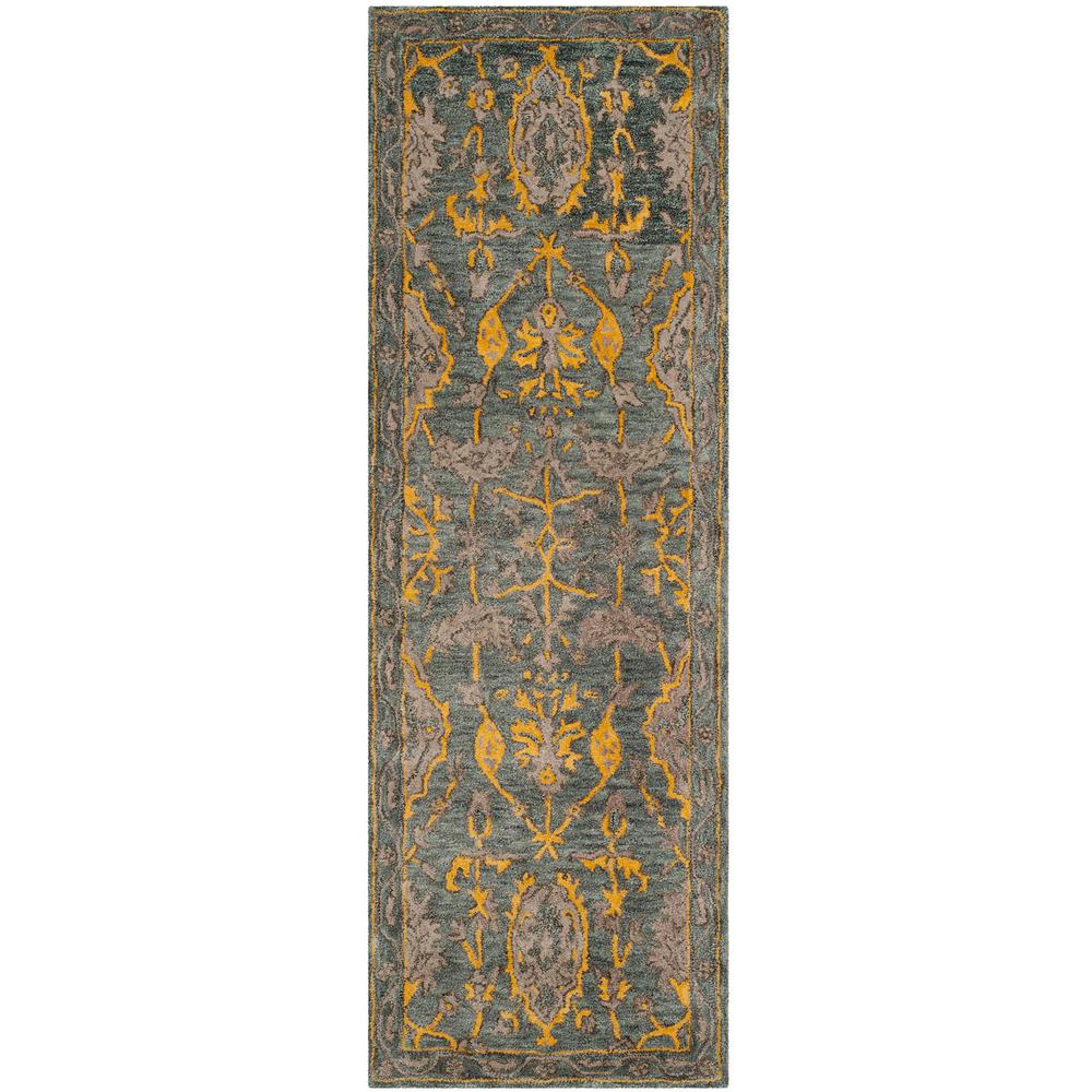 BELLA, BLUE GREY / GOLD, 2'-3" X 7', Area Rug. Picture 1