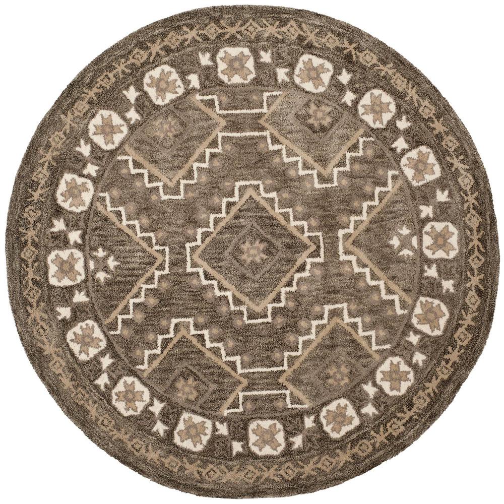 BELLA, BROWN / TAUPE, 5' X 5' Round, Area Rug. The main picture.