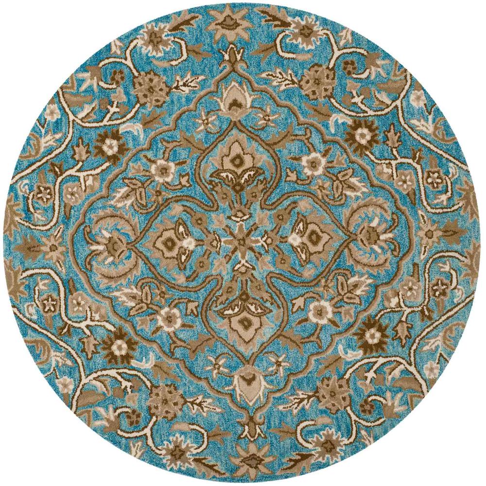 BELLA, BLUE / TAUPE, 5' X 5' Round, Area Rug. Picture 1