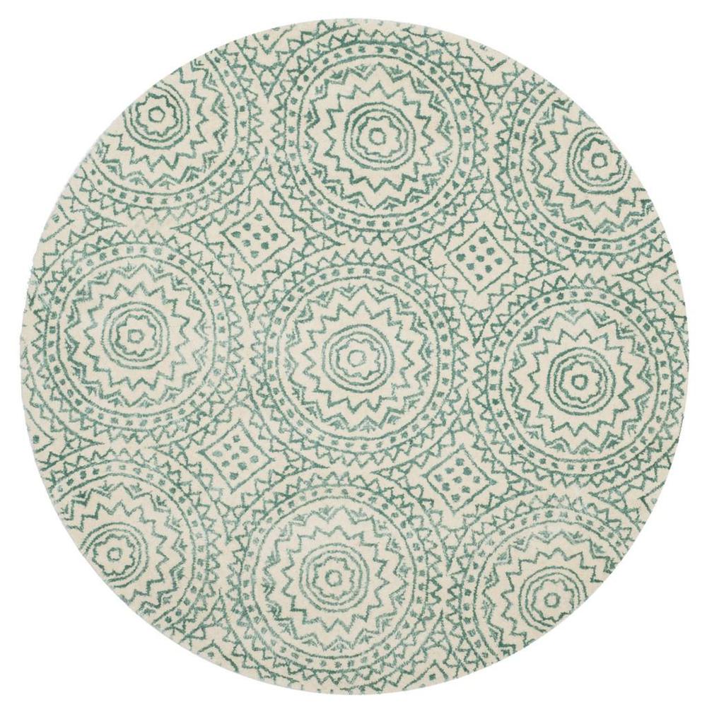BELLA, IVORY / BLUE, 5' X 5' Round, Area Rug, BEL915A-5R. Picture 1