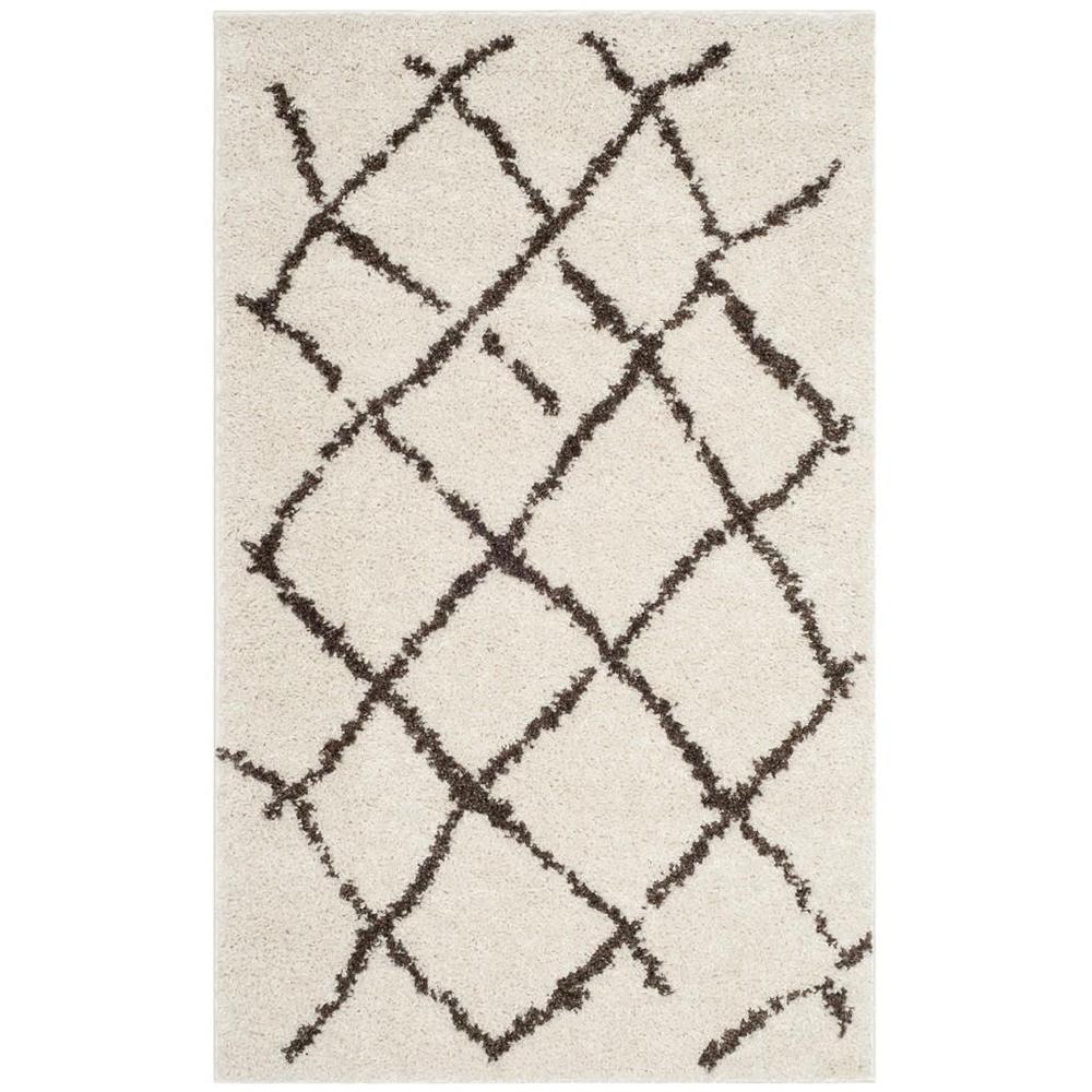 BERBER SHAG, CREME / BROWN, 3' X 5', Area Rug. Picture 1