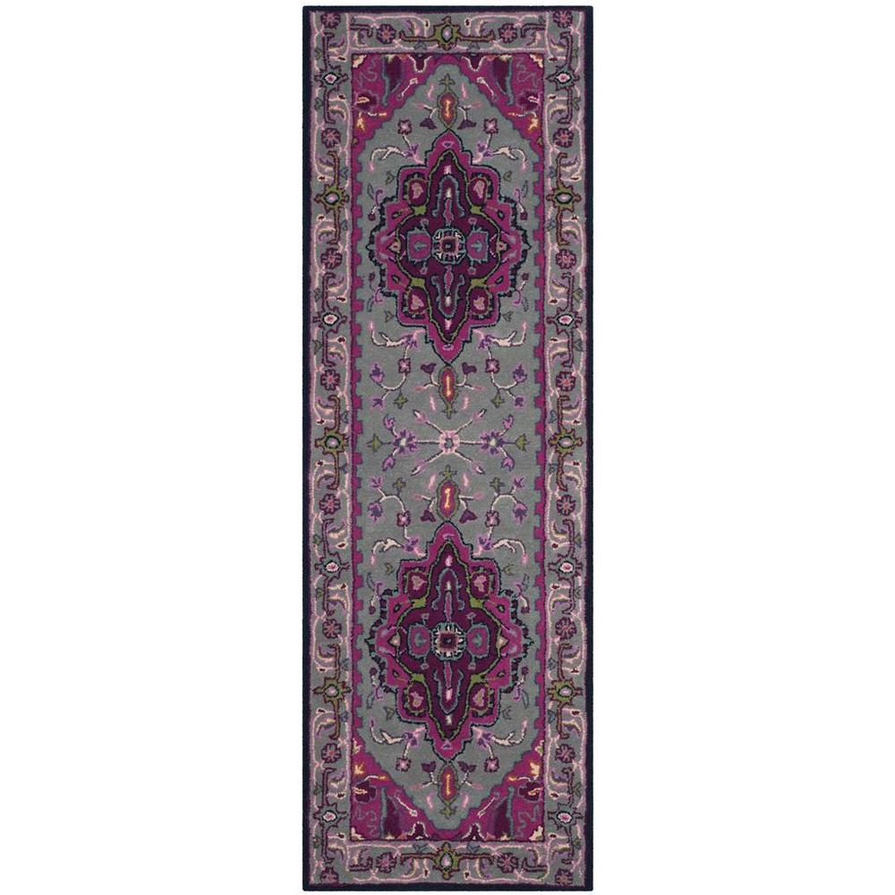 Bellagio, GREY / PINK, 2'-3" X 7', Area Rug. The main picture.