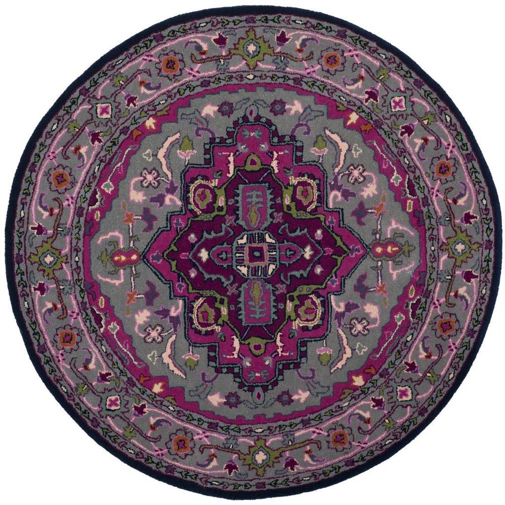 Bellagio, GREY / PINK, 5' X 5' Round, Area Rug. Picture 1