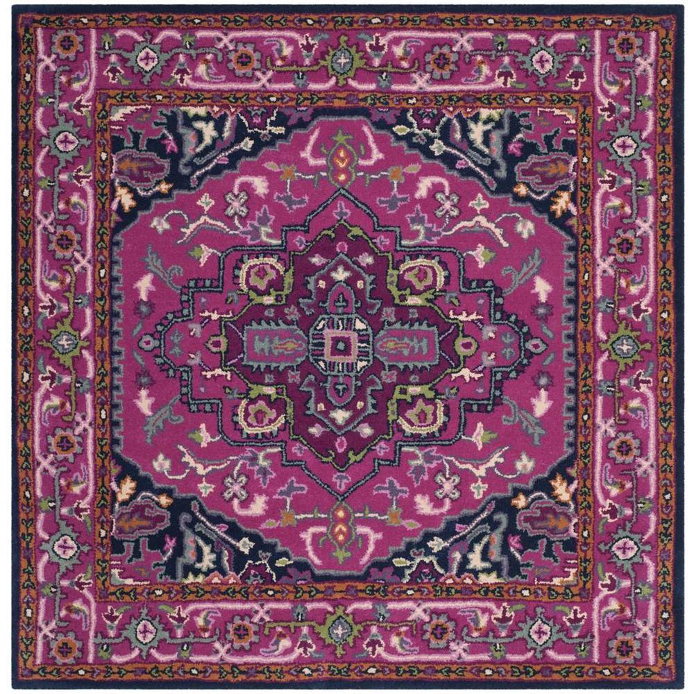 Bellagio, PINK / NAVY, 5' X 5' Square, Area Rug. Picture 1