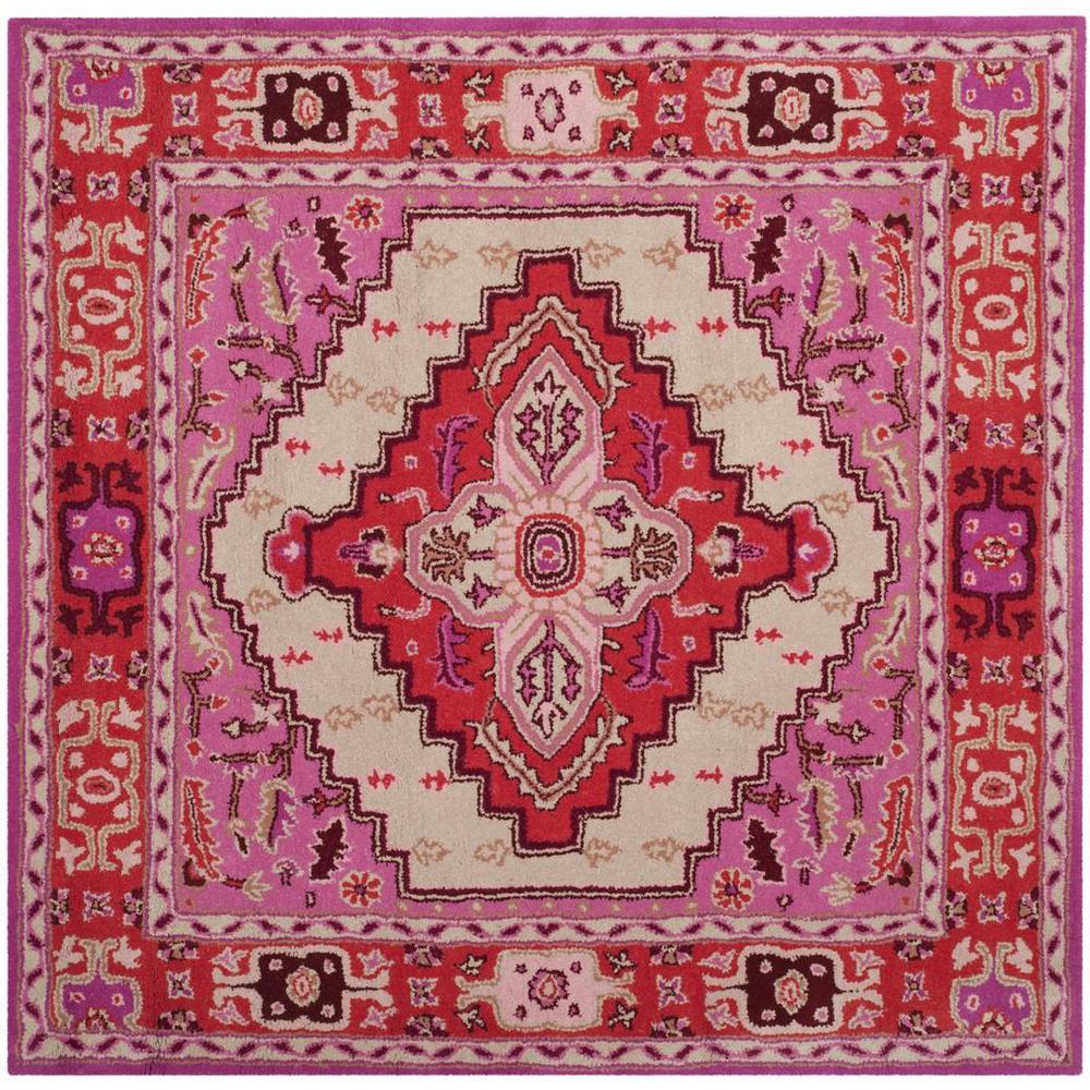 Bellagio, RED PINK / IVORY, 5' X 5' Square, Area Rug. Picture 1