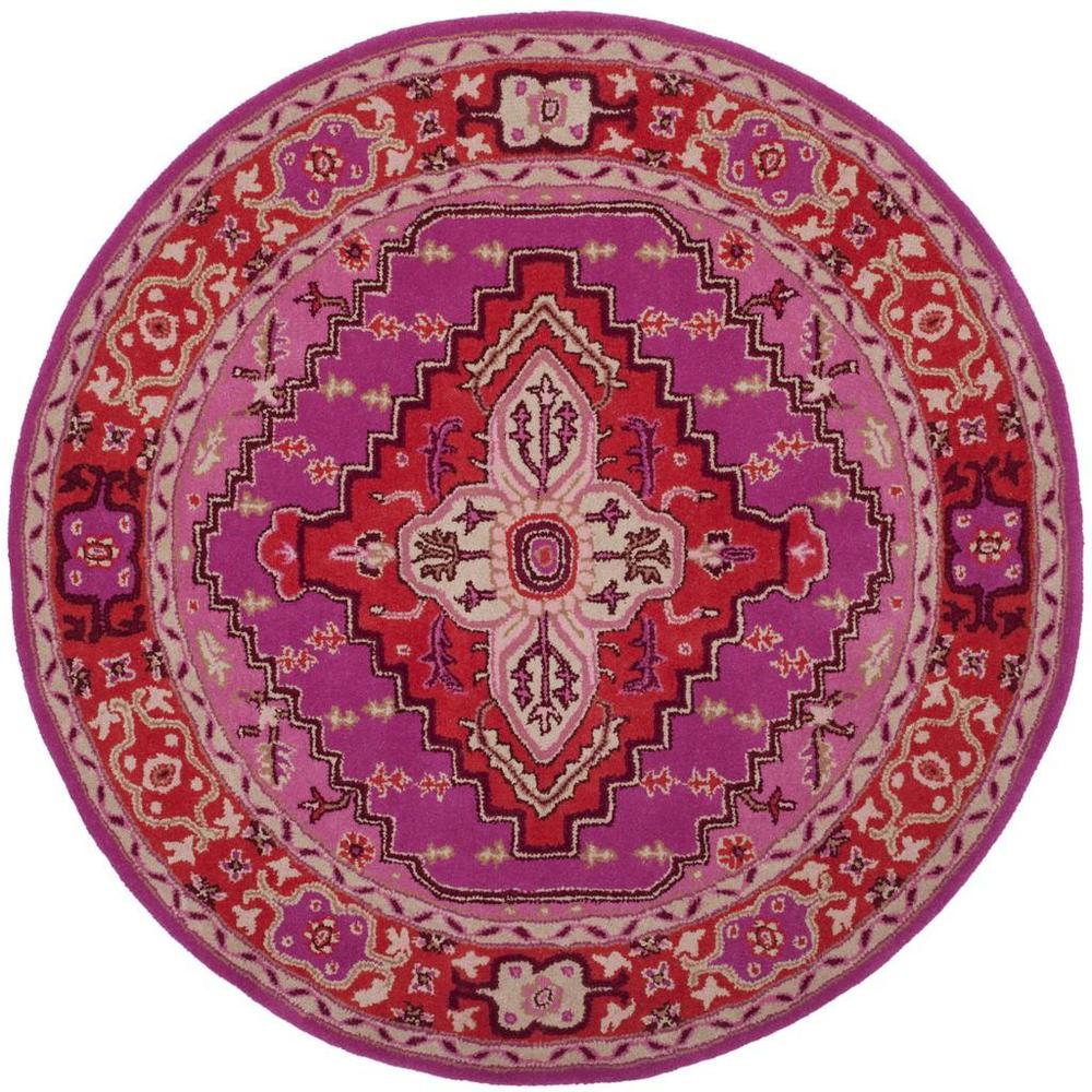 Bellagio, RED / PINK, 5' X 5' Round, Area Rug. Picture 1