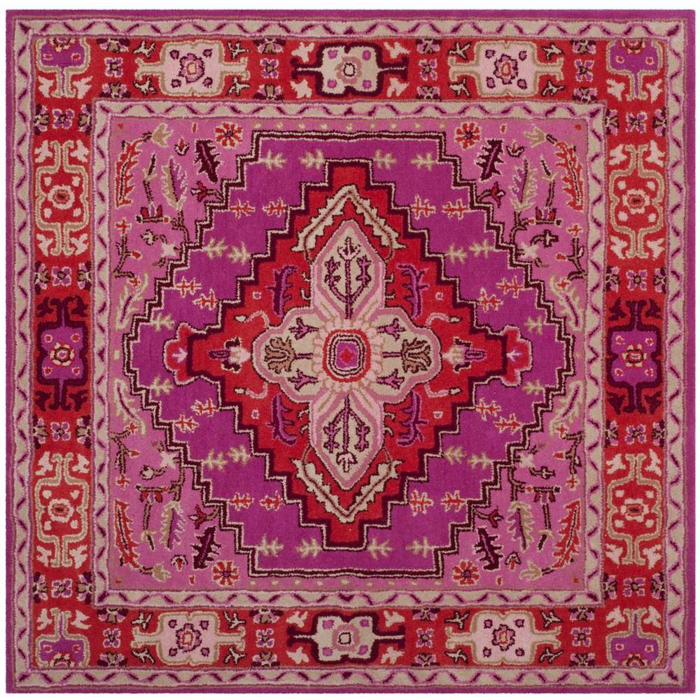 Bellagio, RED / PINK, 5' X 5' Square, Area Rug. Picture 1