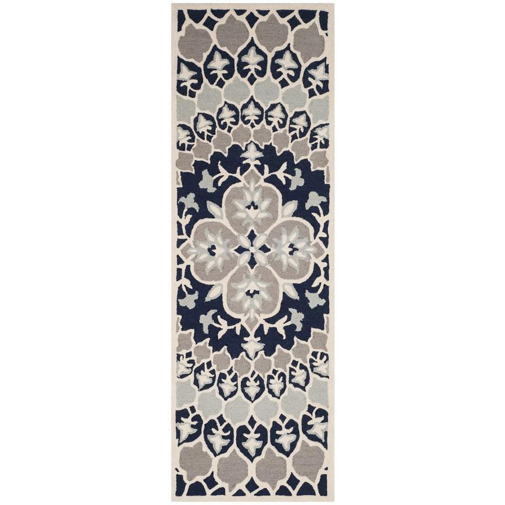 Bellagio, NAVY BLUE / IVORY, 2'-3" X 7', Area Rug. Picture 1