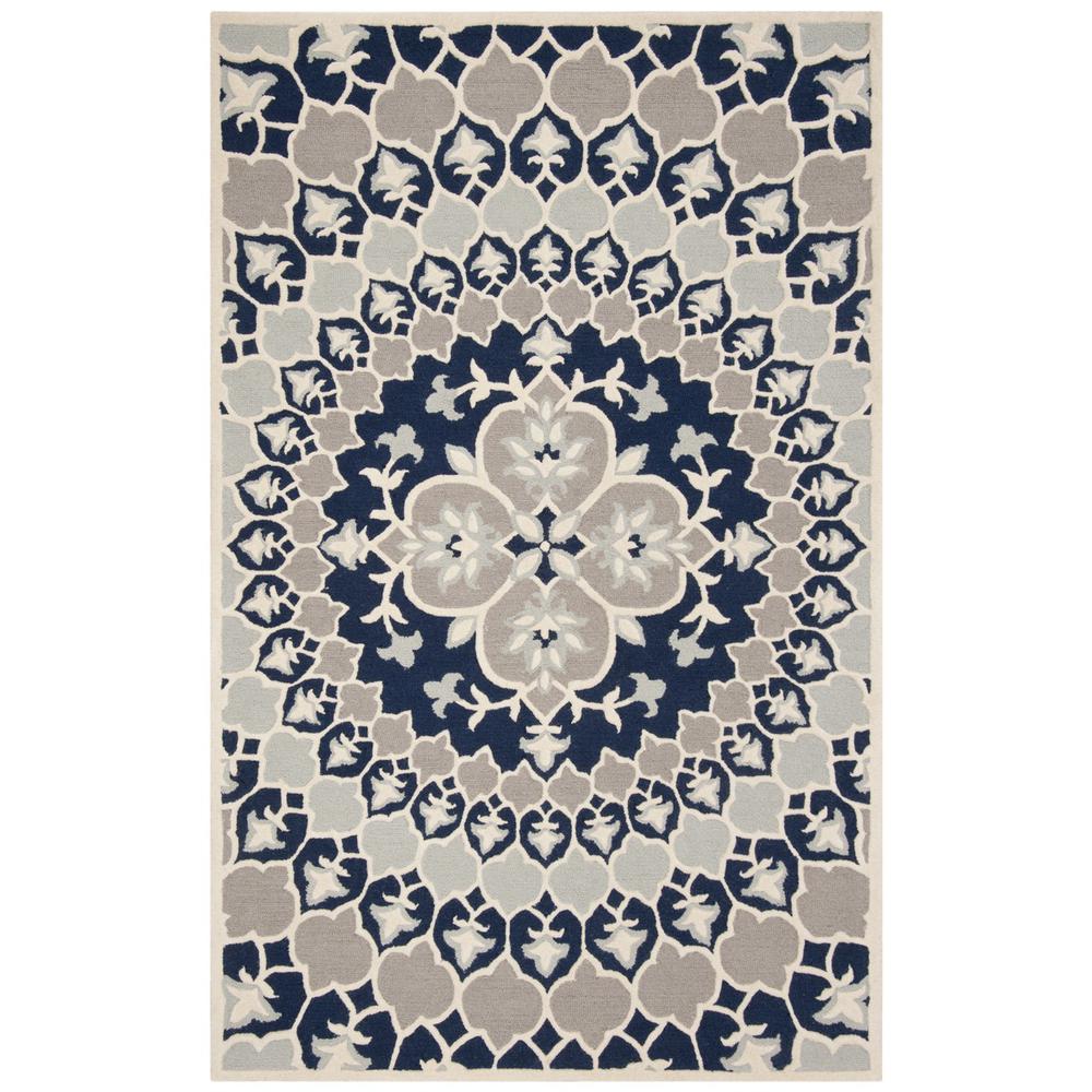 Bellagio, NAVY BLUE / IVORY, 5' X 8', Area Rug. Picture 1