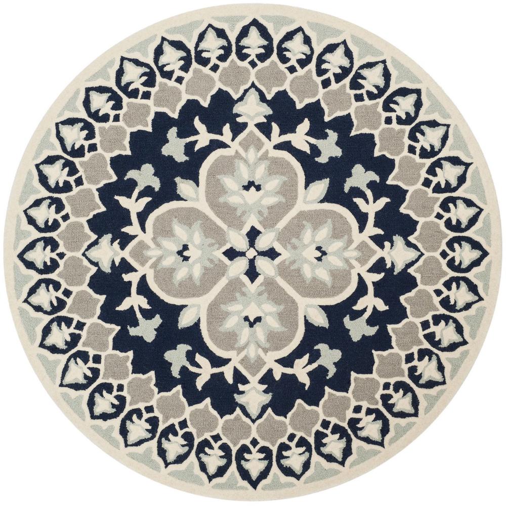 Bellagio, NAVY BLUE / IVORY, 5' X 5' Round, Area Rug. Picture 1