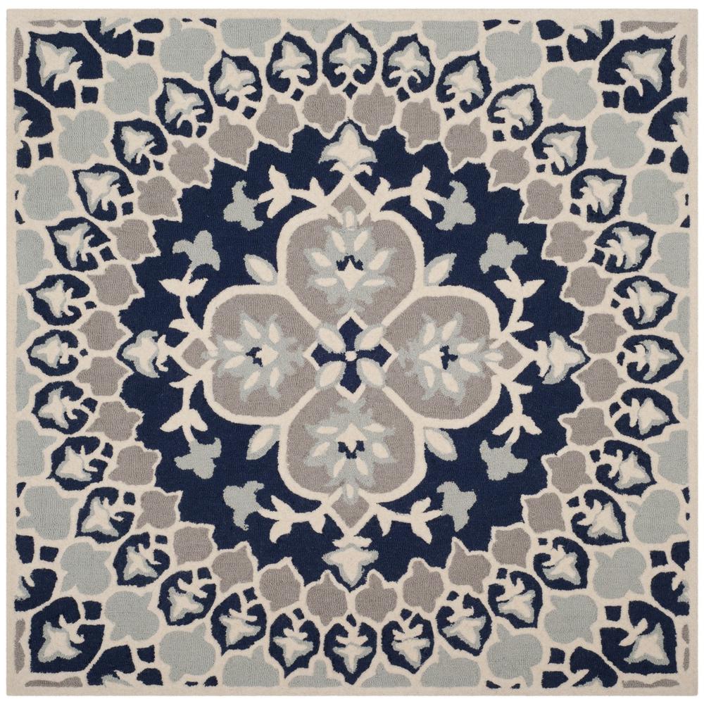 Bellagio, NAVY BLUE / IVORY, 5' X 5' Square, Area Rug. Picture 1