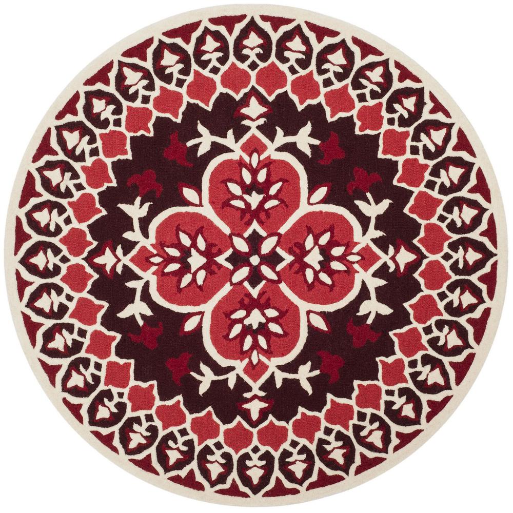 Bellagio, RED / IVORY, 5' X 5' Round, Area Rug. Picture 1