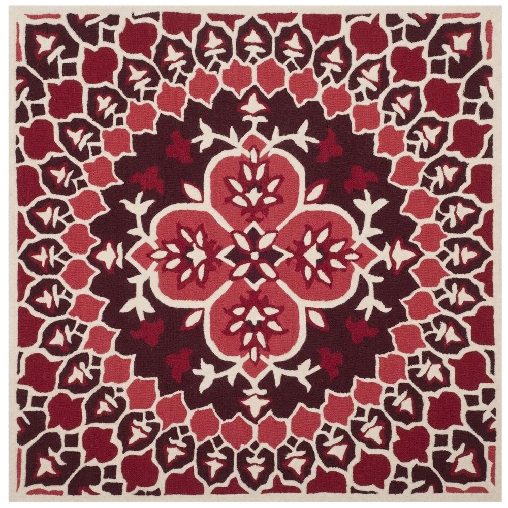 Bellagio, RED / IVORY, 5' X 5' Square, Area Rug. Picture 1