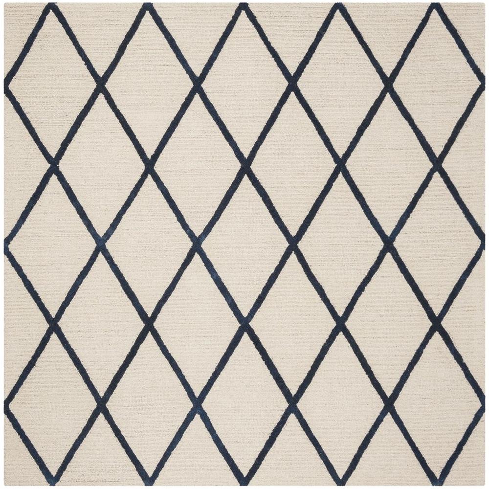 BLOSSOM, IVORY / NAVY, 6' X 6' Square, Area Rug. Picture 1