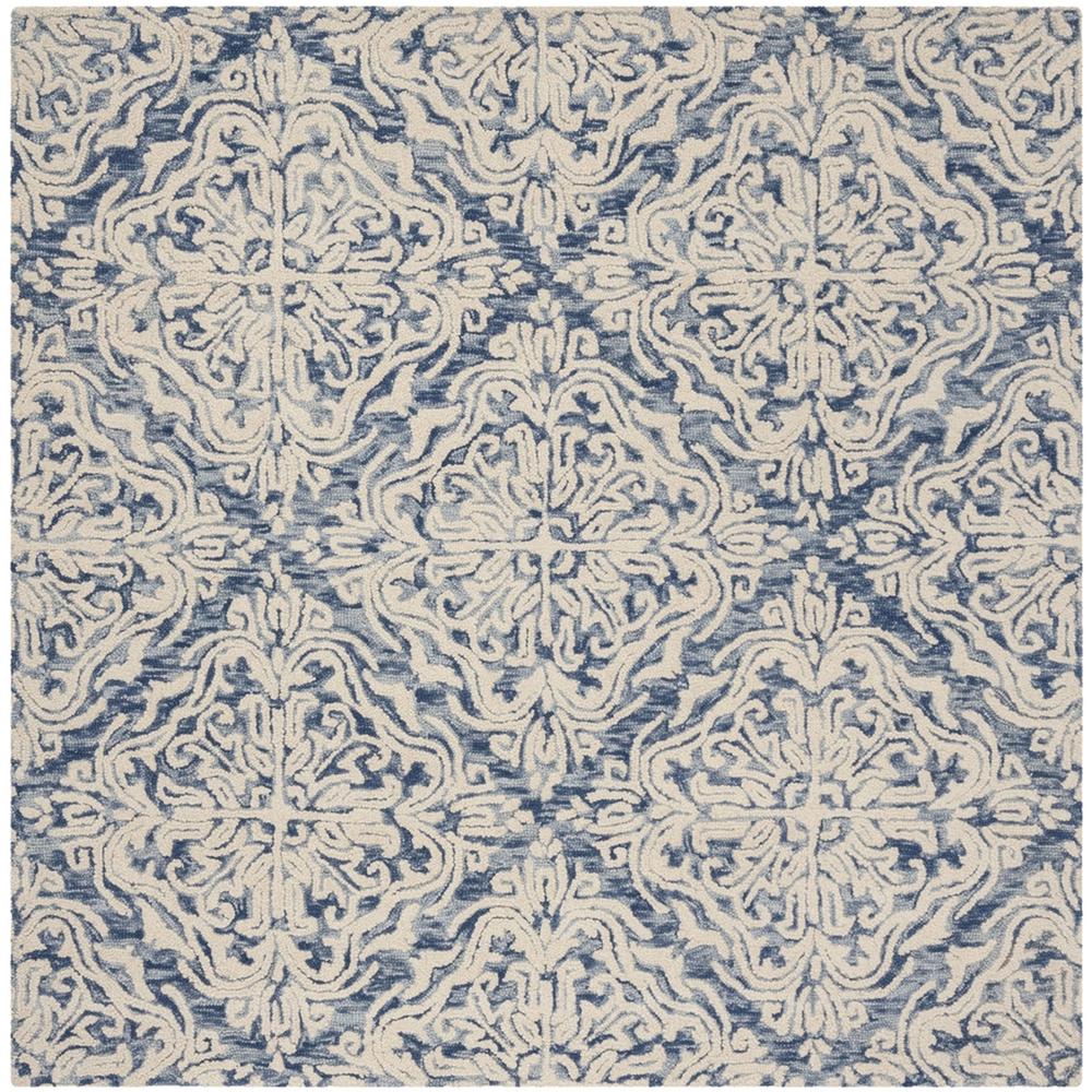 BLOSSOM, BLUE / IVORY, 6' X 6' Square, Area Rug, BLM103M-6SQ. Picture 1