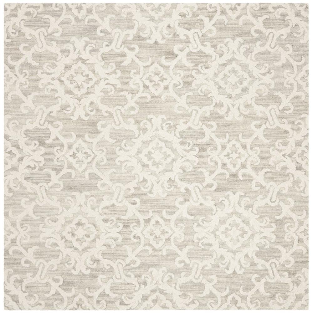 BLOSSOM, GREY / IVORY, 6' X 6' Square, Area Rug, BLM104A-6SQ. Picture 1