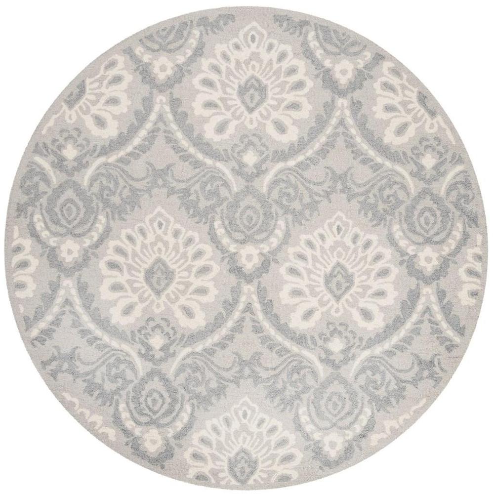 BLOSSOM, LIGHT GREY / IVORY, 6' X 6' Round, Area Rug, BLM106A-6R. Picture 1