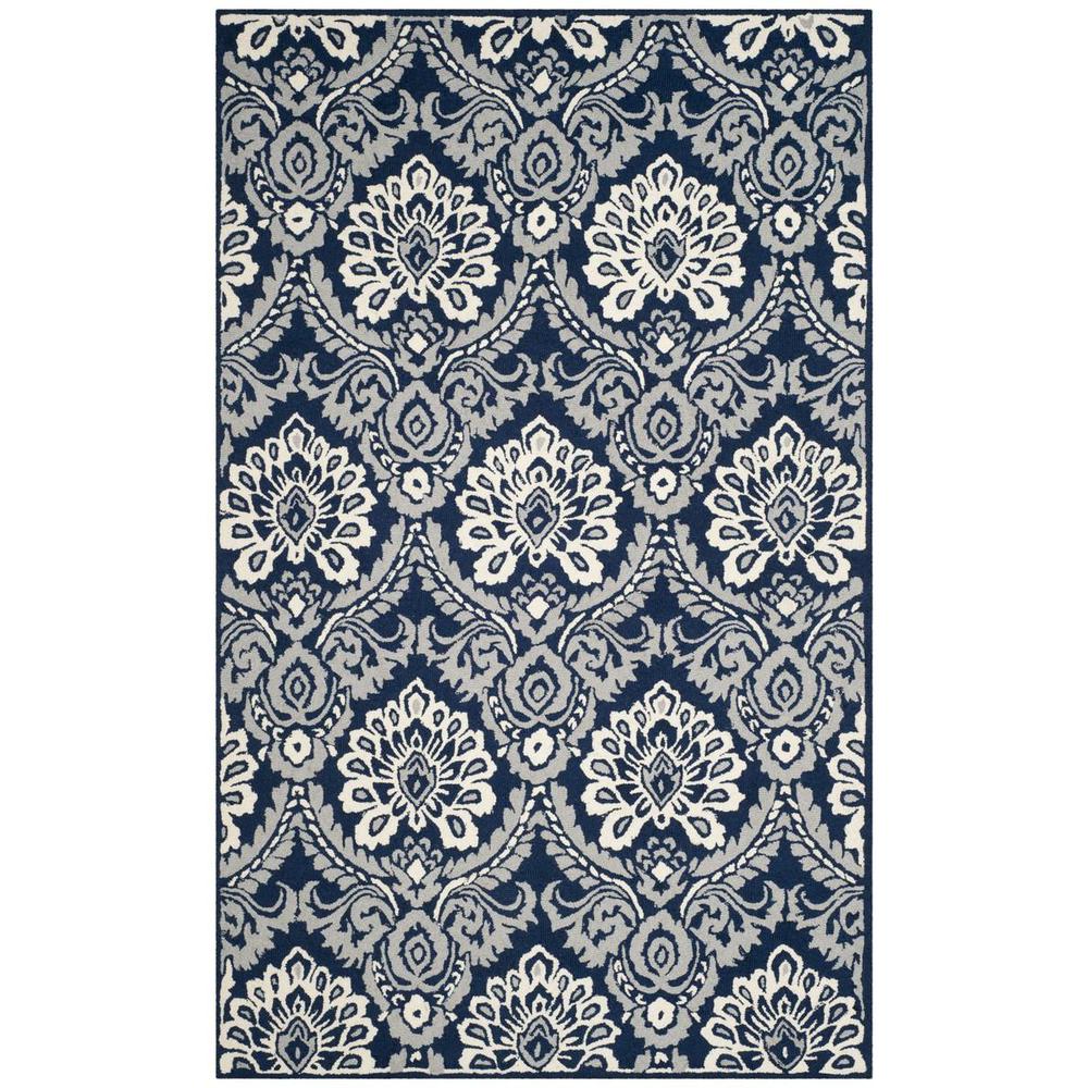 BLOSSOM, NAVY / IVORY, 4' X 6', Area Rug. Picture 1