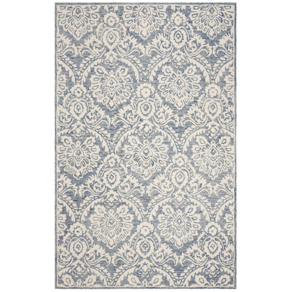 BLOSSOM, BLUE / IVORY, 5' X 8', Area Rug, BLM106M-5. The main picture.