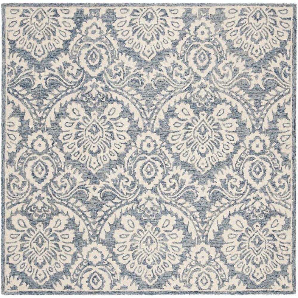 BLOSSOM, BLUE / IVORY, 6' X 6' Square, Area Rug, BLM106M-6SQ. Picture 1