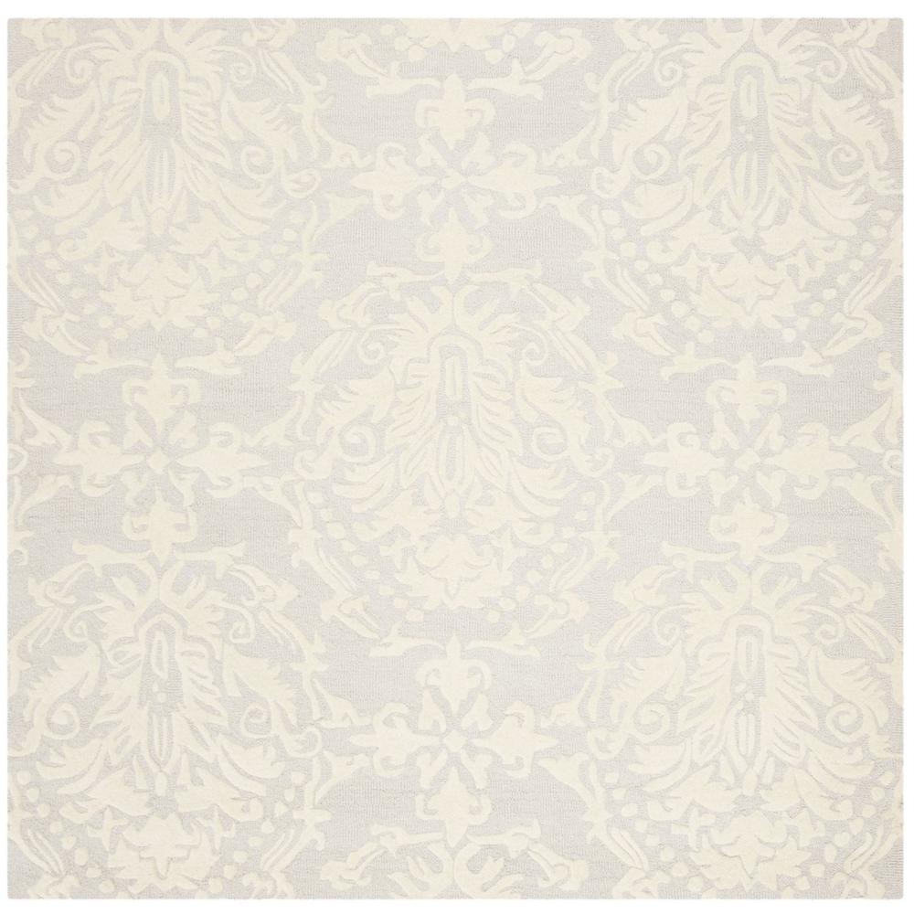 BLOSSOM, LIGHT GREY / IVORY, 6' X 6' Square, Area Rug, BLM107A-6SQ. Picture 1